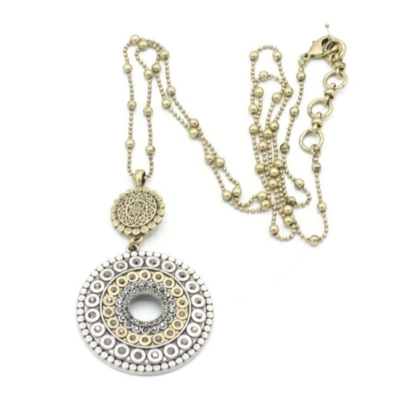 VTG Melladion Pendant Necklace Silver And gold Tone - Picture 1 of 6